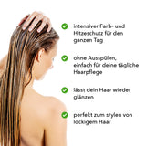 Der Leave-In Conditioner verleiht dem Haar intensiven Glanz mit seinen natürlichen Inhaltsstoffen.
